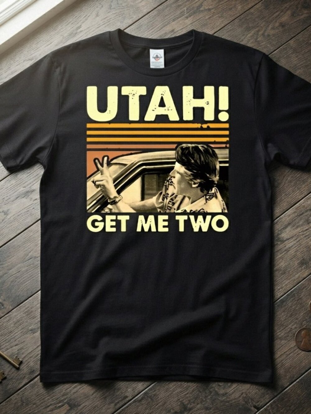 Utah Get Me Two Point Break Black Graphic T-Shirt Movie Quote Tee